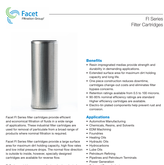 FI Series Filter Cartridges,F(xiàn)I-209